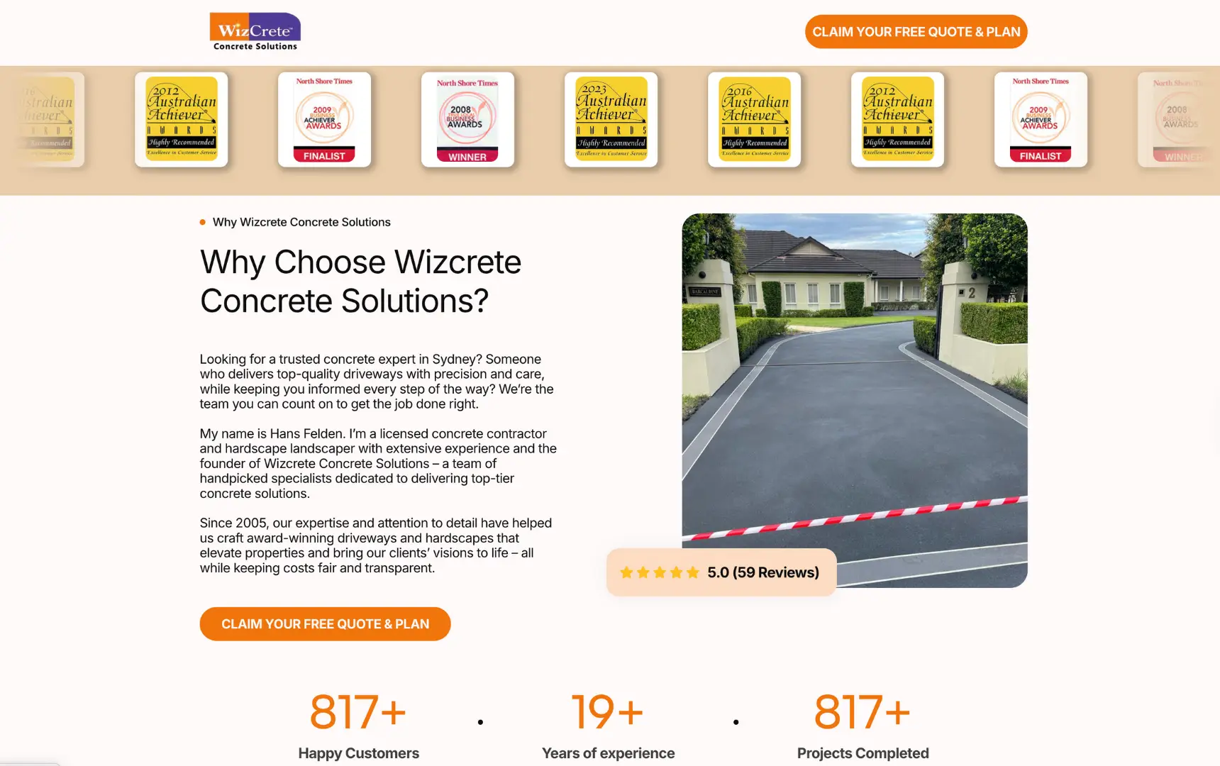 Wizcrete Concrete Solutions. Local SEO results that moved the needle for Wizcrete Concrete Solutions